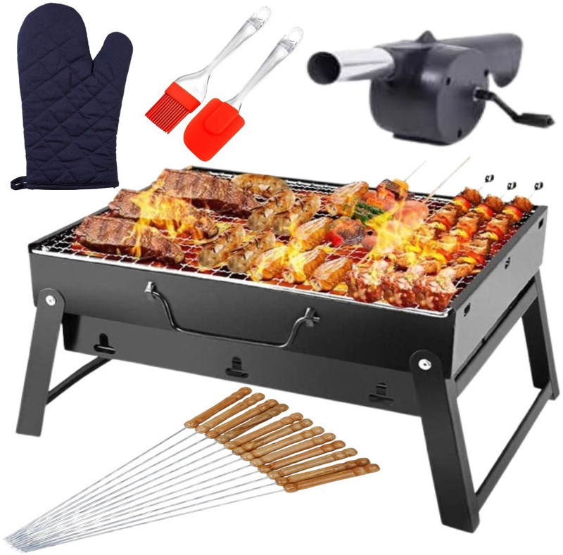 grillmania BarbequeFolding(1BBQ,12Stick,1AirBlower,1Gloves,2Spatula,) Charcoal Grill 3.9147 Ratings & 18 Reviews Charcoal Grill