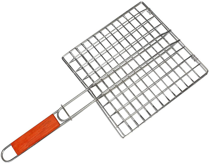 THINK WORK Stainless Steel Foldable Barbecue Grill Non Stick Iron Grill And Kitchen Barbecue Net with 0 Skewer Charcoal Grill(Portable, Foldable)