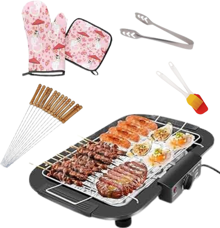 Holy Delight Electric Barbeque Grill Non Stick Electric Bbq Tandoori Maker Barbeque Grill Set For Indoor/Outdoor Barbique Paneer Electric Grill