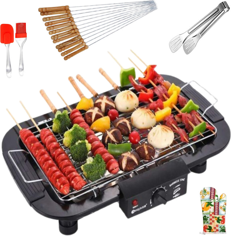 GrillHaven Portable Electric Grill Outdoor/Indoor , with 2 oil brush & 12 schewers Electric Grill