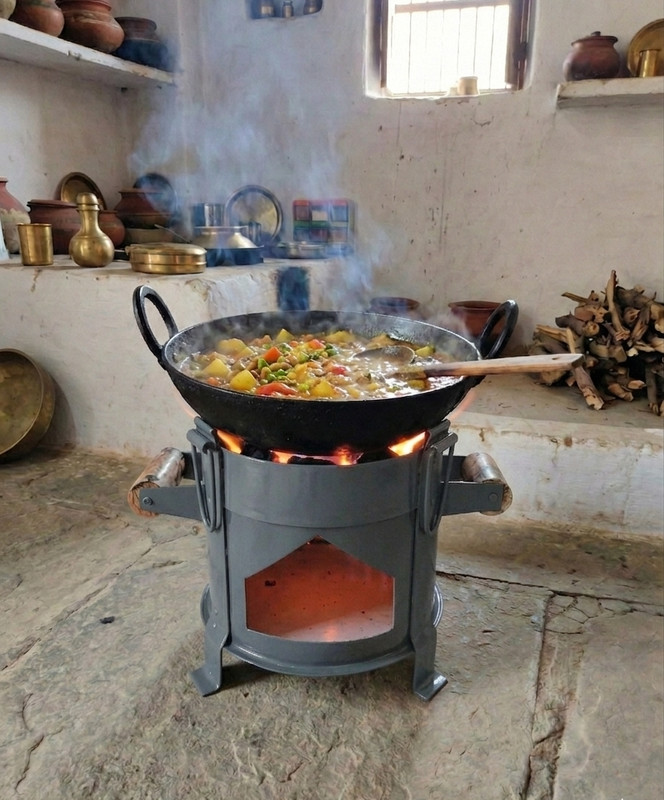 Zahra Heavy Duty Iron Sigdi Chulha for Coal & Wood | Outdoor Cooking Stove with Tray (60 cm) Charcoal Grill(Portable)