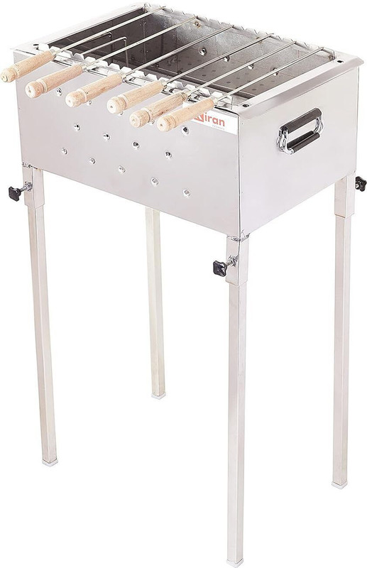 KIRAN ENTERPRISES Charcoal Barbecue Grill Dual Stainless Steel Body, Free Standing Charcoal Grill