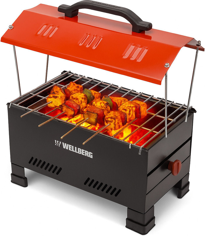 WELLBERG 2-in-1 1200W Barbeque Griller | Electric & Coal BBQ for Home & Outdoor Use Electric Grill