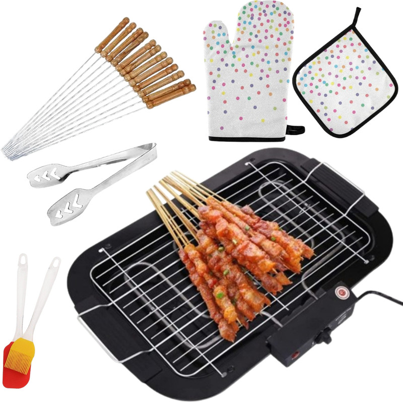 CLVMART Electric Smokeless Portable Adjustable Temperature Control Indoor And Outdoor Barbeque Grill Electric Grill