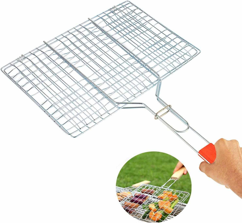 HomeFast BarbecueGrillingBasketBBQGrillNetSteakMeatFishVegMeshHolderTools Charcoal Grill