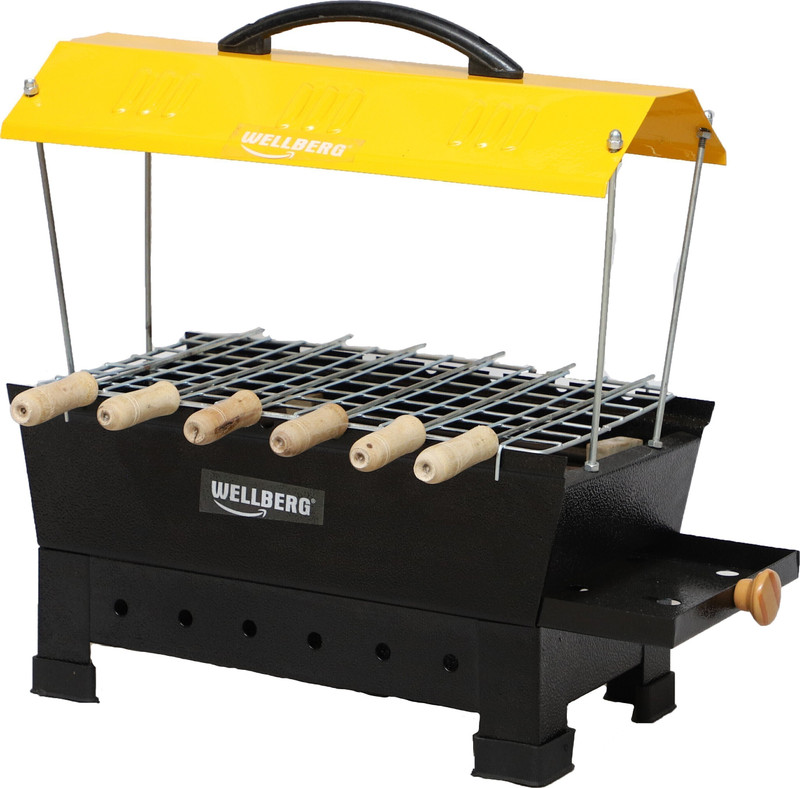 WELLBERG 1200W BBQ Portable Barbecue for Meat Roasting Quick Grilled Delights Charcoal & Electric Grill