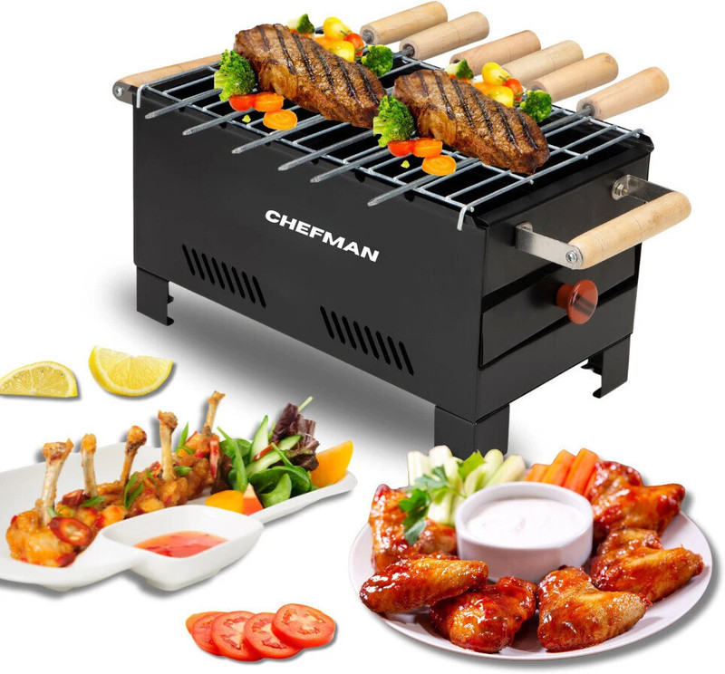 Chefman Coal Barbeque Griller for Healthy Cooking Ideal for Picnics & Grilling Parties Charcoal Grill