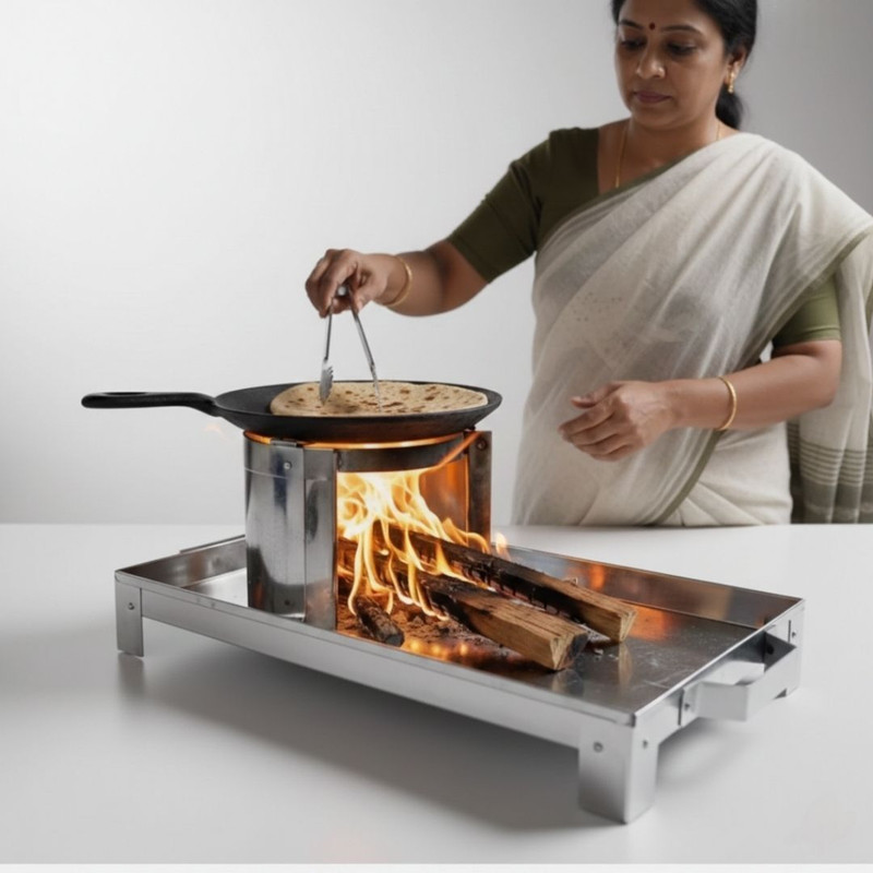 Zahra Iron Cooking Chulha Sigdi Firewood Iron Burning Stove Efficient Heat Heavy Duty Cooking Chulha For Home Trekking Charcoal Grill(Portable)