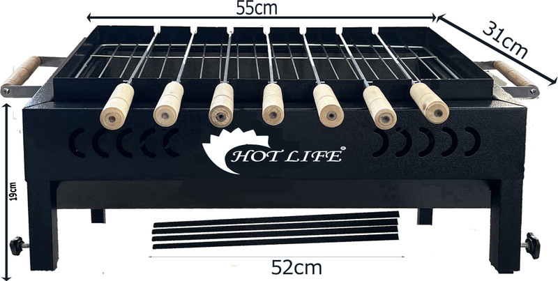 HOT LIFE TerraceGardenBarbequewith7Skewers&1IronGrill Charcoal Grill