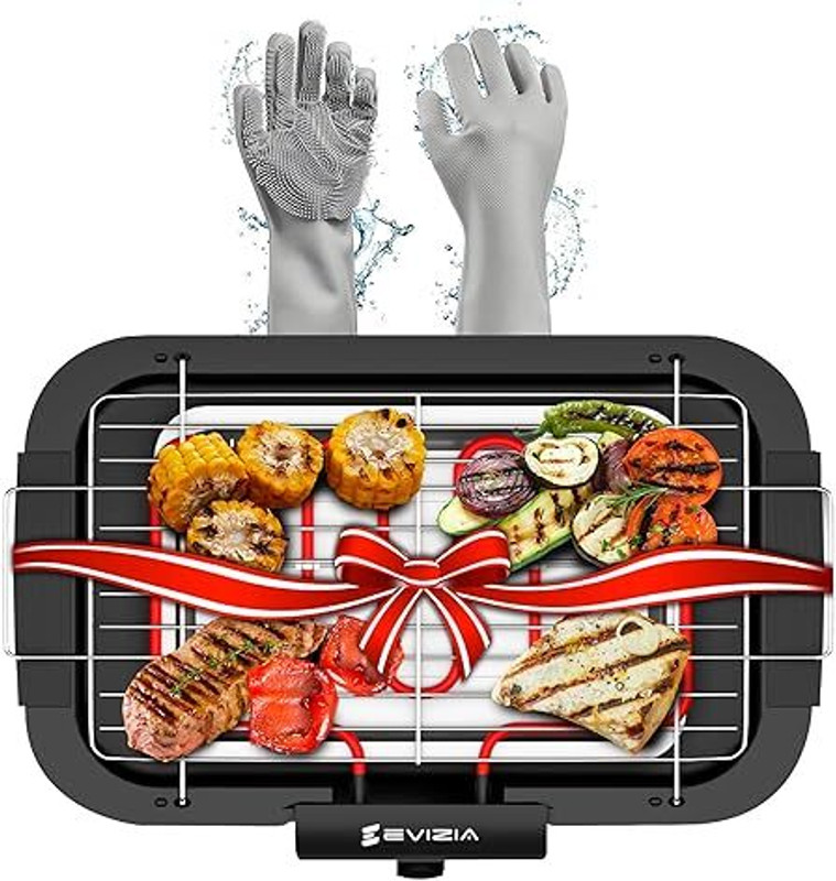 EVIZIA BBQFishGrillStainlessSteelBarbequeNetBasketBBQClipFolderGrill Electric Grill