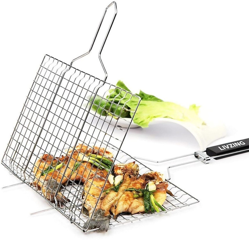 Livzing Portable Barbecue Grill - Powder Coated Non Stick Iron Charcoal Grill