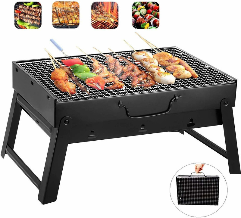 Onprix GrillzCharcoalBBQWith7SkewersWithWoodenHandle1IronGrill with 7 Skewer Charcoal Grill(Portable, Foldable)