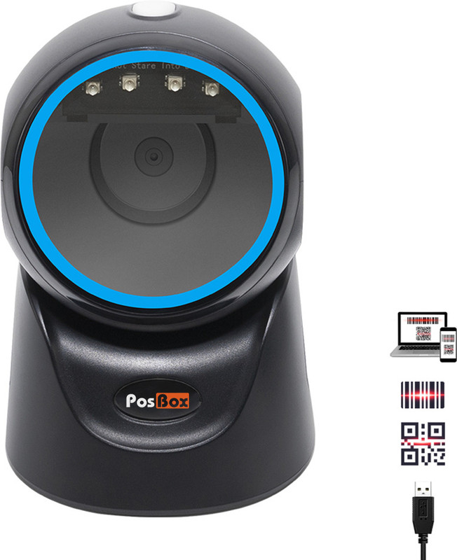 PosBox SC20R 1D + 2D USB Wired Automatic CCD Barcode Scanner(In-counter)