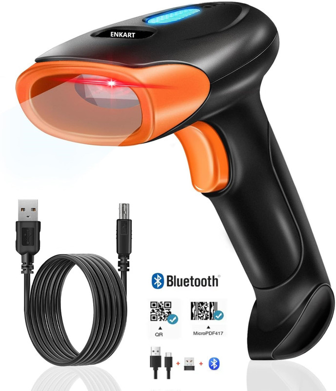 ENKART Wireless 2D Barcode Scanner Wireless Barcode Reader | Wired QR Code Scanner | U4 2D Camera Barcode Scanner(Handheld)