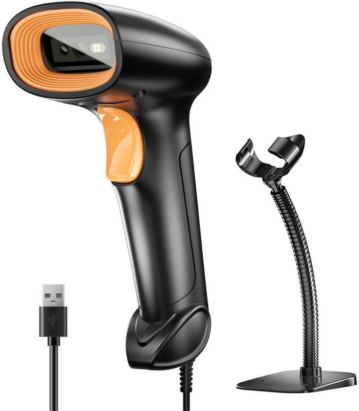 HiRobot HS-22 Wired 2D/1D Barcode Scanner with Stand-Orange Imaging 2D Camera Barcode Scanner(Handheld)
