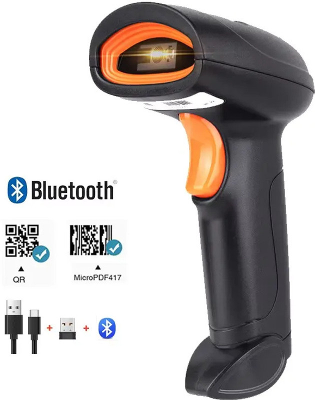 GREENSKY Wireless 2D Barcode Scanner Wireless Barcode Reader | Wired QR Code Scanner Rechargeable Connectivity | Induction Scanning with Built-in Illumination Light Laser Barcode Scanner(Handheld)