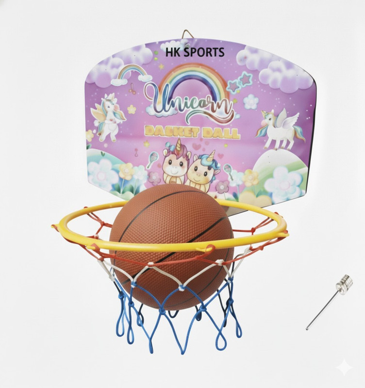 HK Sports UNICORN Kids Basketball ring set Basket Ball hoop Basketboard Basketball Ring(3 Basketball Size With Net)