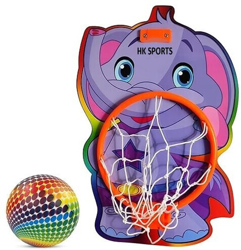 HK Sport & Toys Elephant shaped Hangable Basketball Board Ring Basketball Ring(3 Basketball Size With Net)