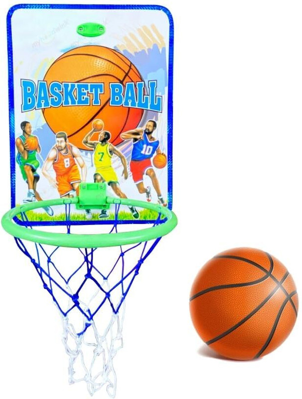 KidsCorner Basket Ball for Kids, Toys for Boys and Girls, Portable Set with Hanging Board Basketball - Size: 4(Kids, Pack of 1)