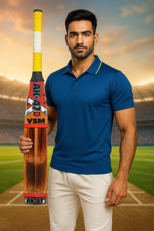 VSM AK-47 3 Band Double Blade Scoop Fire Burn Size 6, Age 12 to 14 Years Mongoose Kashmir Willow Cricket Bat For 12 - 14 Yrs(800 g)