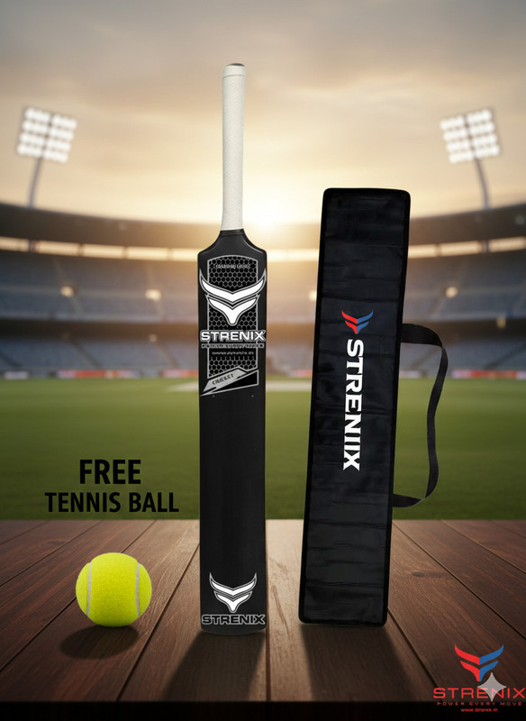 STRENIX Pro Plastic Bat 8 No Plain & Scoop Powershot Edition with Free Ball & Carry Bag PVC/Plastic Cricket  Bat For 15+ Yrs(800 g)
