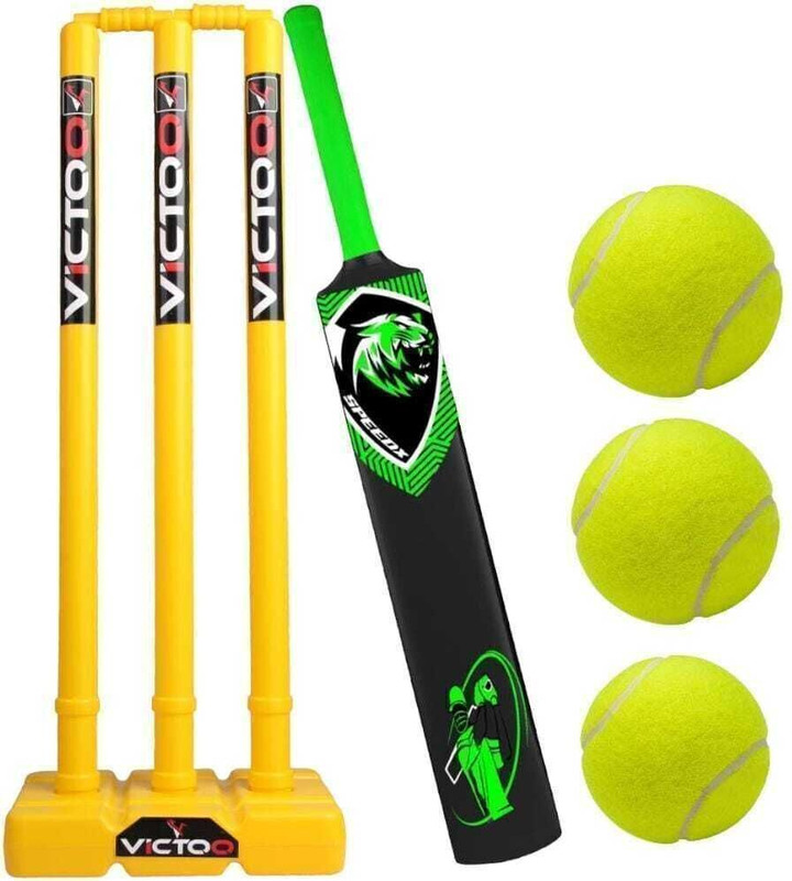 VICTOO SPORTS Plastic Cricket Bat with 3 Tennis Ball Full Size Plastic bat WITH WICKET SET KIT PVC/Plastic Cricket  Bat For 15+ Yrs(0.8 g)