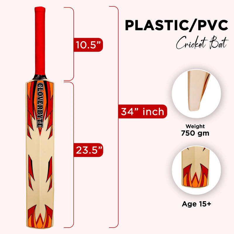 CLOVERBYTE Blast Cricket Full Size Bat Plastic Bat for Tennis Ball & Wind Ball Cricket Bat PVC/Plastic Cricket Bat For 15+ Yrs(850-900 kg)