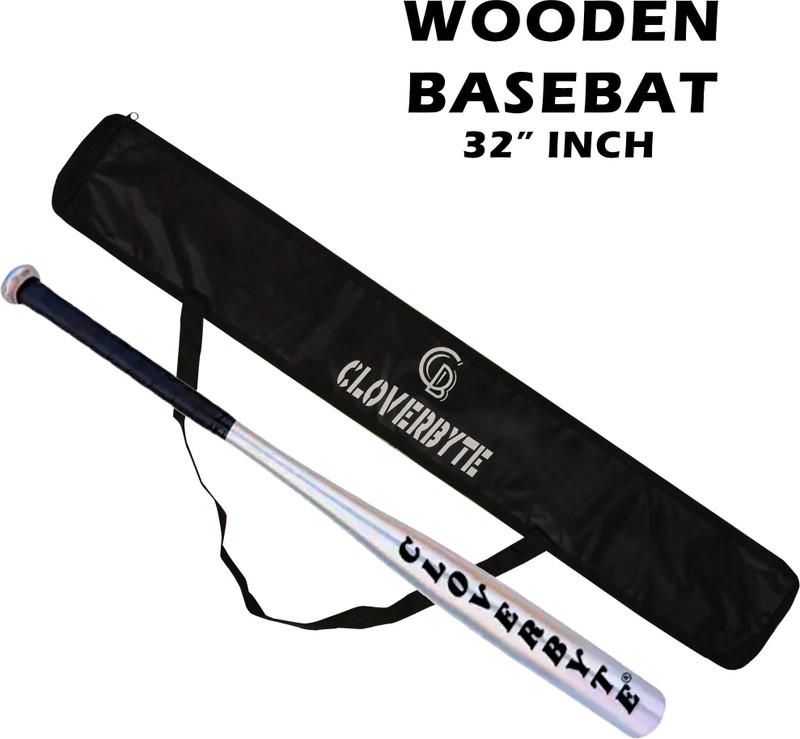 CLOVERBYTE Wooden BaseBatll Bat With Cover Heavy Duty for Self Defence With Basebat Cover Willow Baseball  Bat For 15+ Yrs(490 g)