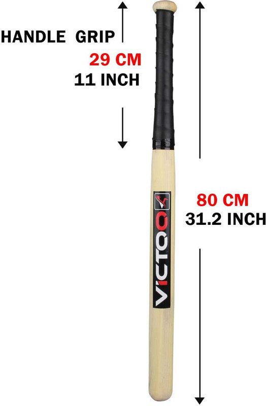 VICTOO Wooden BaseBatll Bat!1 Willow Baseball  Bat For 15+ Yrs(500 g)