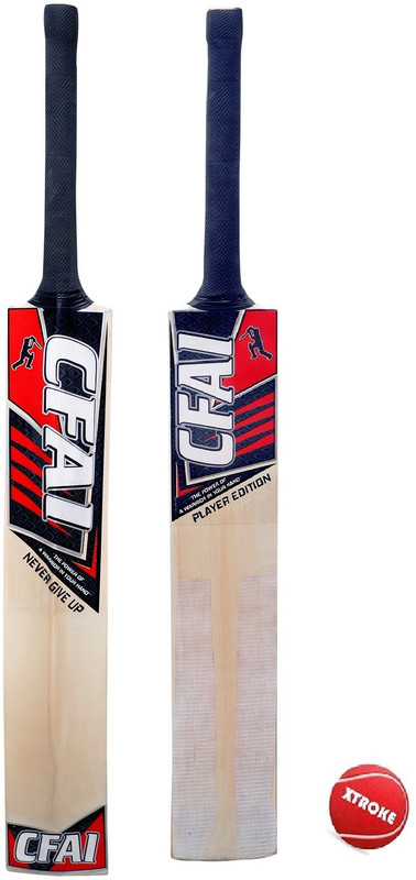 XTROKE CFAI Edition Popular Willow with Bat Cover Suitable for All Tennis Balls Poplar Willow Cricket  Bat For 15+ Yrs(900 g)