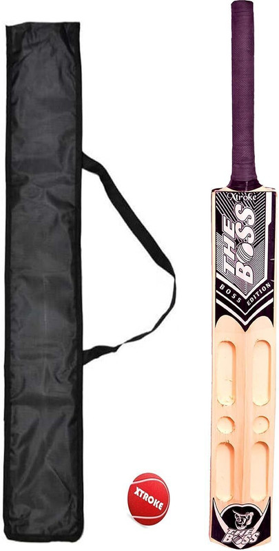 XTROKE Scoop Design Popular with Red Tennis Ball and Cover Poplar Willow Cricket  Bat For 15+ Yrs(1 kg)