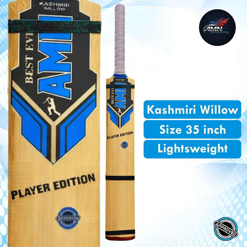 AMN SPORTS Hard Tennis Scoop Light Weight Kashmiri Willow Bat (35 Inch Length) Kashmir Willow Cricket  Bat For 15+ Yrs(1 kg)