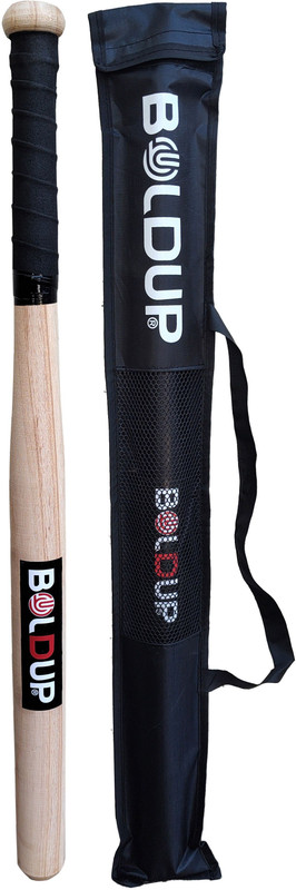 BOLDUP Baseball bat Wooden-Combo Heavy Duty for Self Defence (Silver with Black Cover) Willow Baseball  Bat For 15+ Yrs(700-800 g)