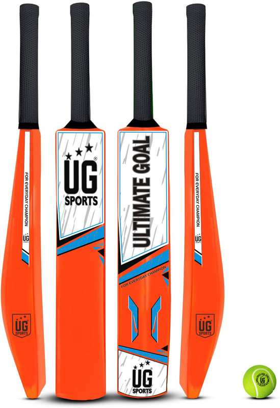 UG SPORTS Plastic Cricket Bat & Tennis Ball | Digital Printing |(Orange, Size 3) PVC/Plastic Cricket  Bat For 9 - 11 Yrs(350 - 400 g)