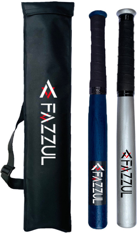 FAZZUL Baseball Bat for Self-Defense Black Silver Combo Pack of 2 Willow Baseball  Bat For 15+ Yrs(949 g)