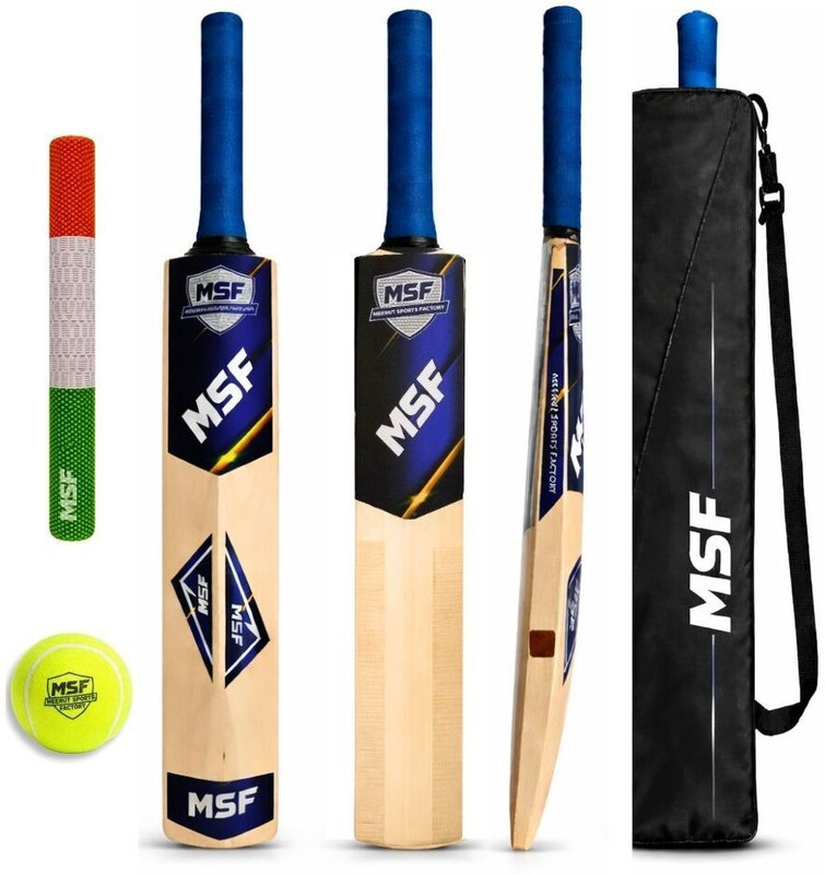 MSF Classic Cricket Bat Size 5 for Boys, Tennis Ball & Bat Cover Poplar Willow Cricket  Bat For 10 - 12 Yrs(.98 kg)