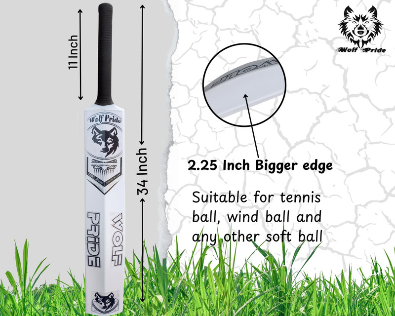 WOLF PRIDE Wild Xtreme PVC/Plastic Red/W White Tennis Cricket Bat (800g) Size(34"X 4.5”) PVC/Plastic Cricket  Bat For 15+ Yrs(800 g)