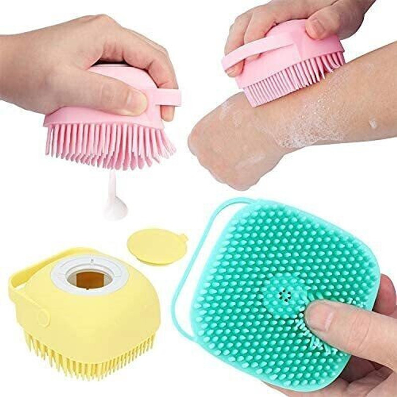 WebDealz Silicone Pet Bath Brush 2 in 1 with Liquid Soap Dispenser0.609 1 L Pet Coat Cleanser(Suitable For Dog, Cow, Cat, Rabbit, Horse)
