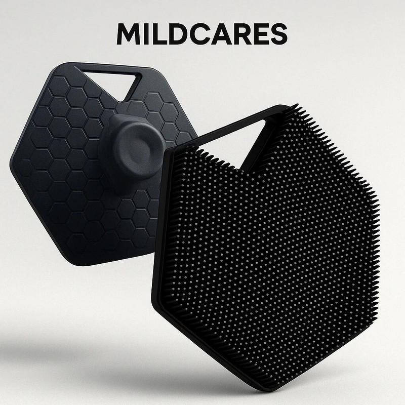 Mildcares Silicone Bath Brush | Soft Body Scrubber with Grip | Exfoliating Shower Brush