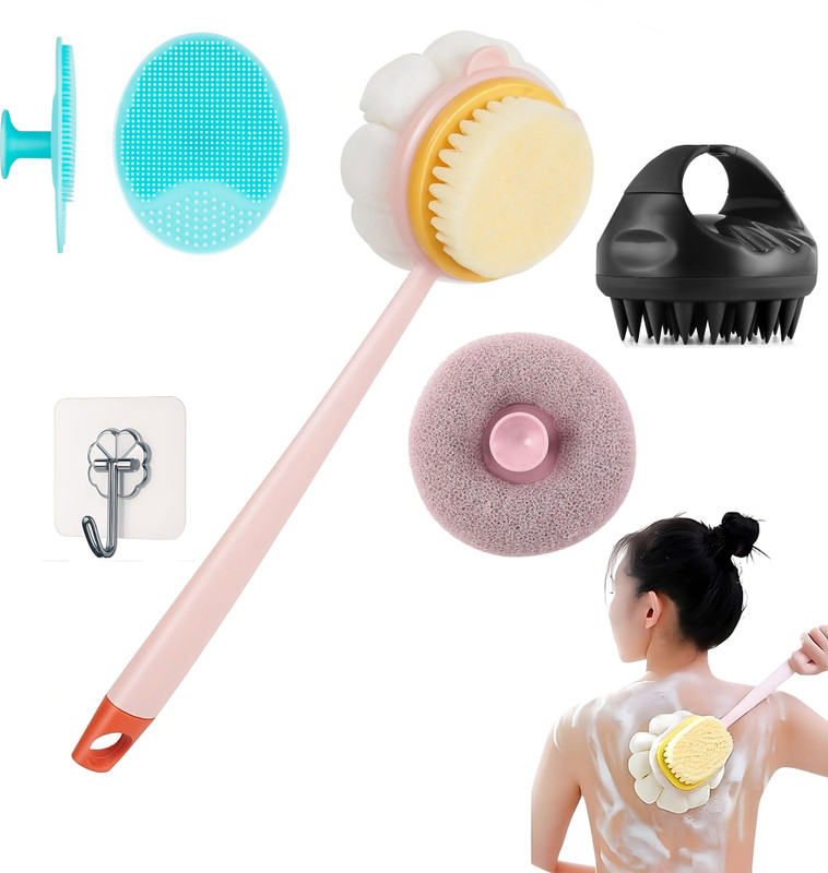 NORVIUM Silicon Shower Bath BackBrush+Body Scrubber+Scalp Massager+Face Scrubber