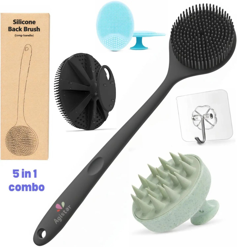 Adclickz Branding Adclickz Silicone Back Scrubber Long Handle Bath Brush Body