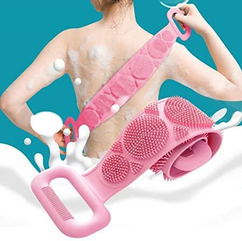 PAVITRA ENTERPRISE Silicone Back Scrub, Bath Shower Body Brush Double Sided Bath Brush Belt