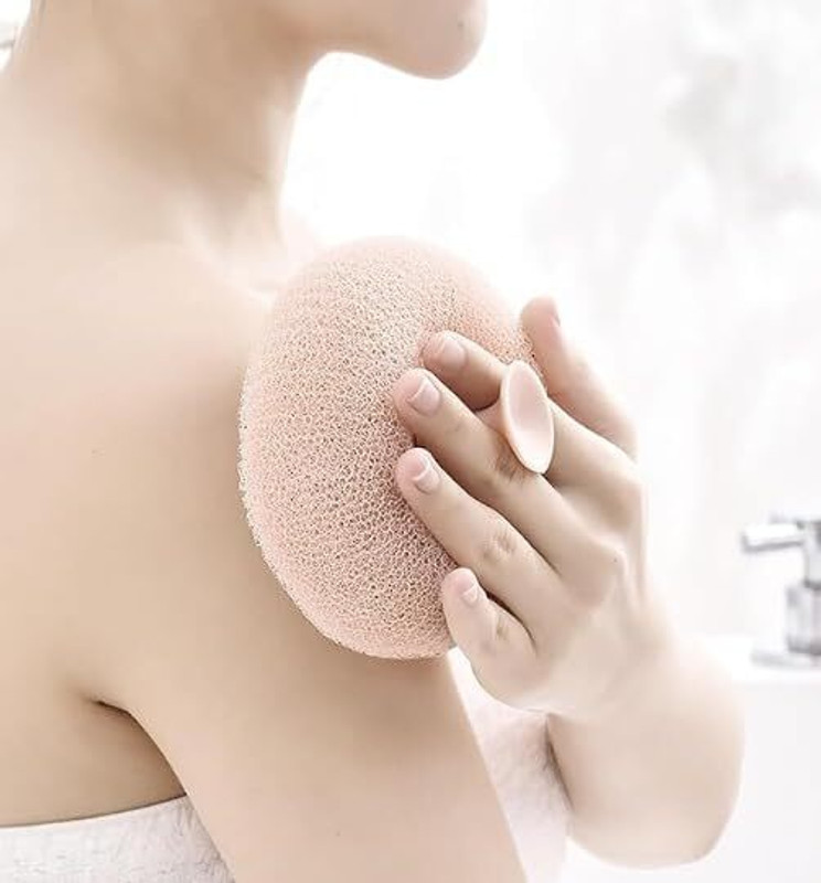 GrowUp Round Loofah Scrubbing Brush Ultra Soft Bath Sponge Pouf Body Scrubber