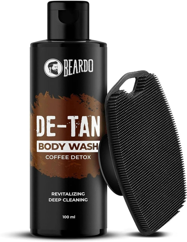 BEARDO De-Tan Body Wash & Silicone Scrubber for Men | Exfoliating | Coffee & Aloe Vera