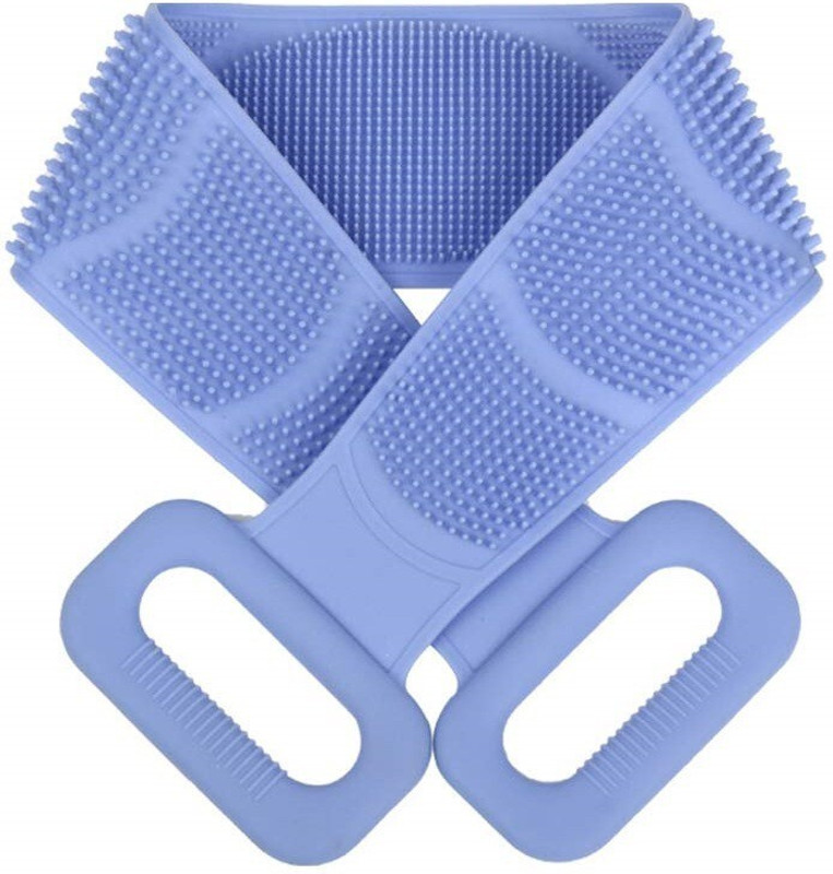 SANNO WORLD Silicone Back Scrubber for Shower, New Silicone Bath Body Soft Brush,Easy to Clean Washer More Hygienic Exfoliating (Blue)