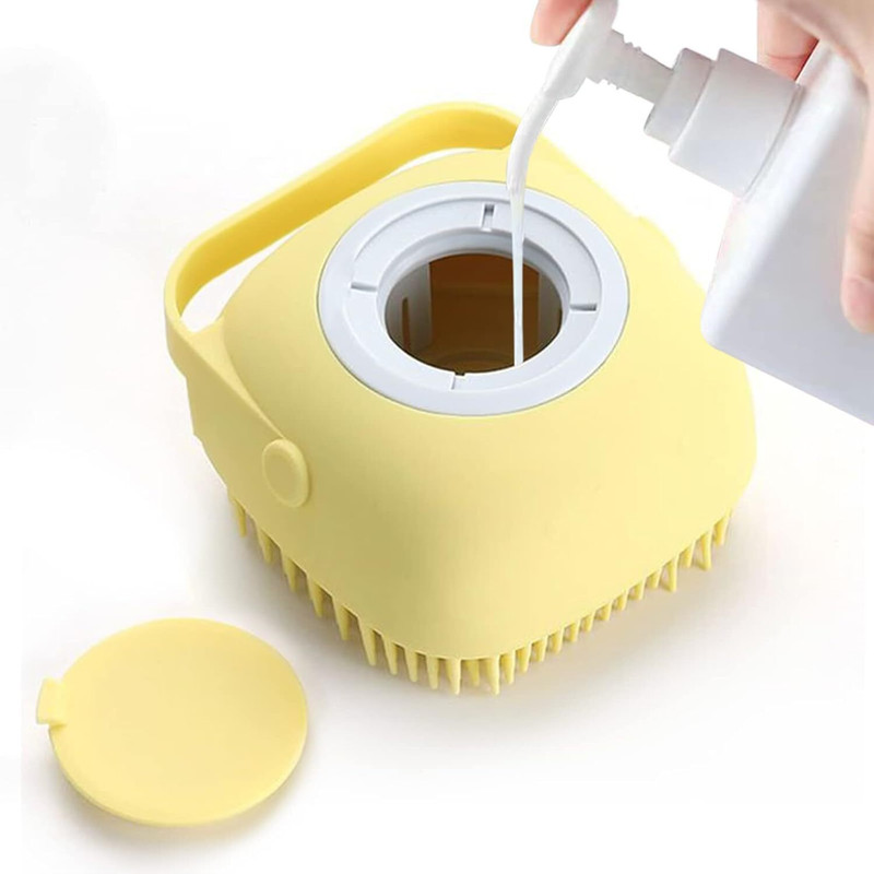 Brandvilla Silicone Body Bath Brush with Soap Dispenser Soft Scrubber for Shower Use Pack-2