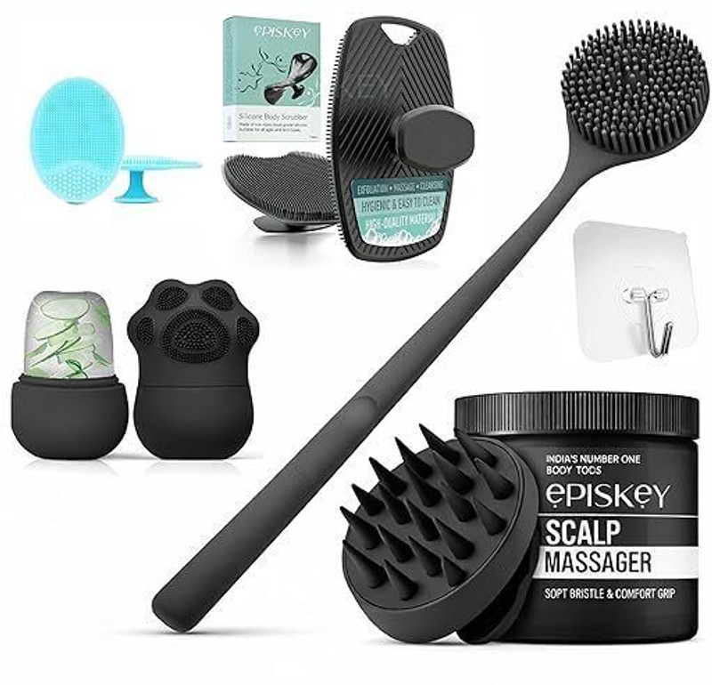 Episkey 5 in 1 Bath Combo Set- Exfoliating Body Scrubber, Scalp Massager & Ice Roller