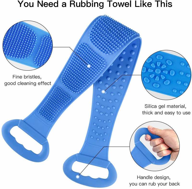 MM JUNCTION Double Sided Silicone Body Bath Belt/Exfoliating Shower Scrubber BeltX1.1318
