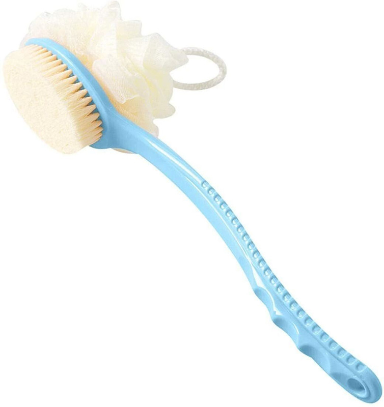 conifer 2 IN 1 Loofah with handle Body Brush, Bath shower Brush& Loofah Back Scrubber with Long Handle for Skin Exfoliating Bath, Men and Women (Assorted Colour)