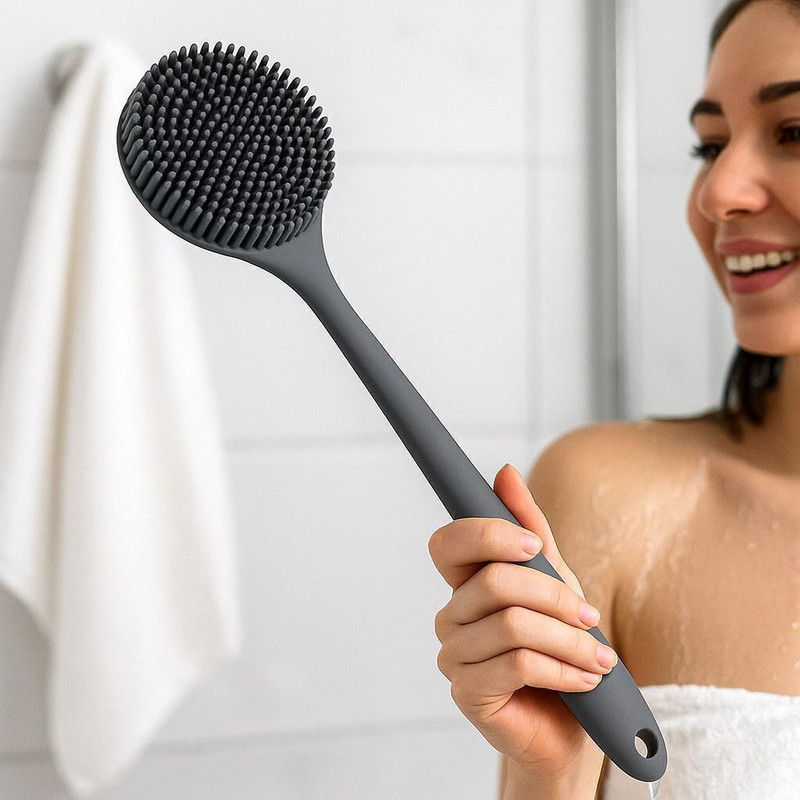 Oriolus Silicone Back Scrubber with Long Handle for Men & Women
